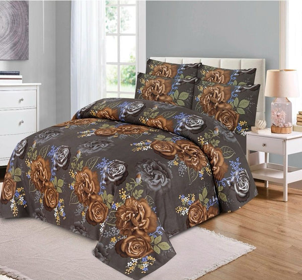 DARK GREY PURE COTTON BEDSHEET SET - 3 PCS