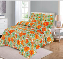 BRIGHT FLORAL PURE COTTON BEDSHEET SET - 3PCS