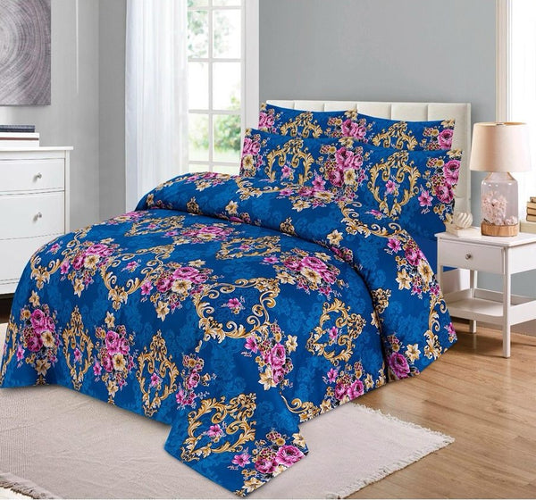 BLUE PURE COTTON BEDSHEET SET - 3PCS