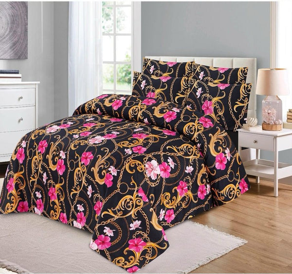 BLACK PURE COTTON BEDSHEET SET - 3 PCS