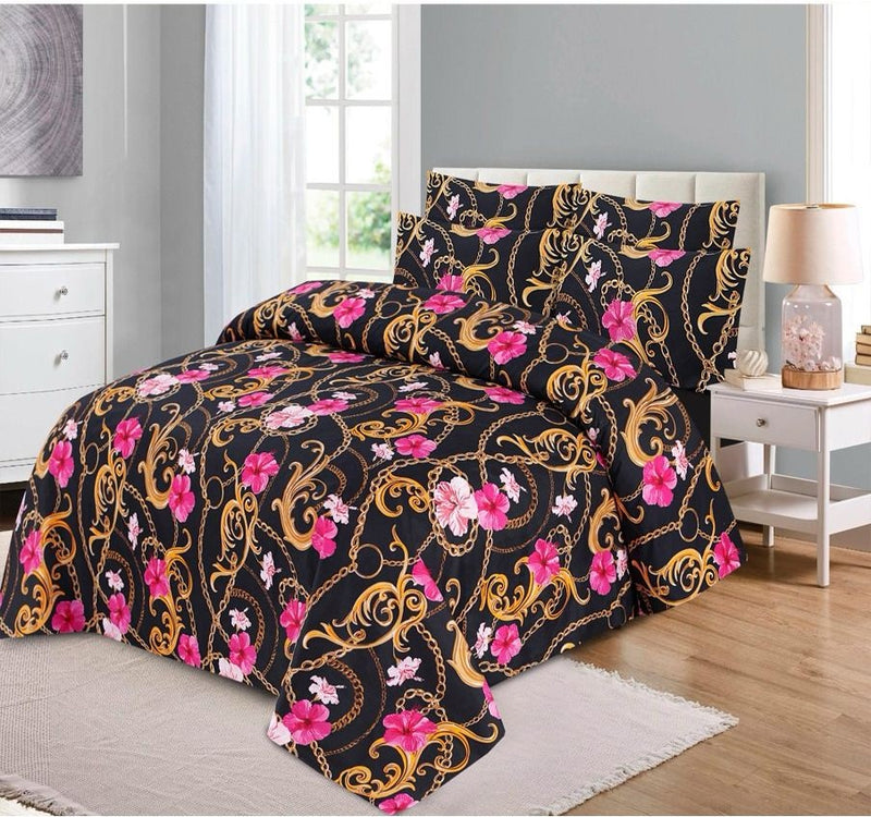 BLACK PURE COTTON BEDSHEET SET - 3 PCS