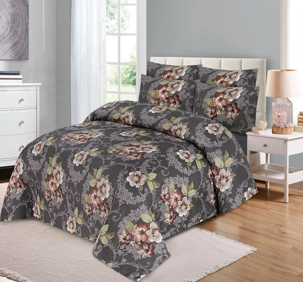 DARK GRAY PURE COTTON BEDSHEET SET - 3PCS