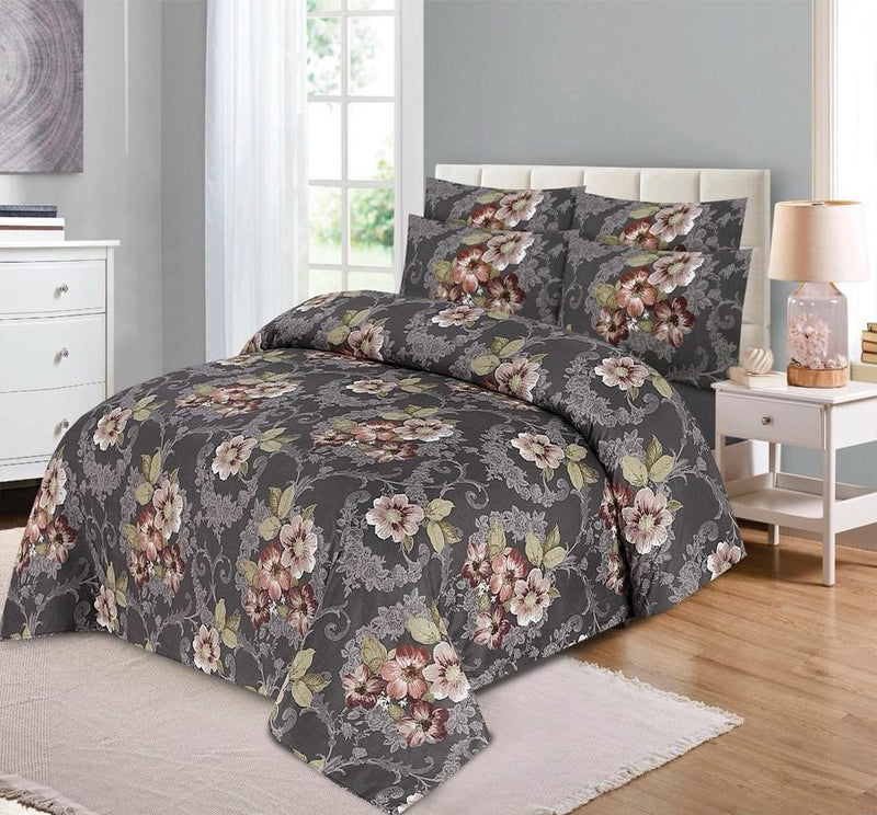 DARK GRAY PURE COTTON BEDSHEET SET - 3PCS