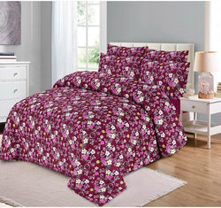 DEEP MAROON PURE COTTON BEDSHEET SET - 3PCS