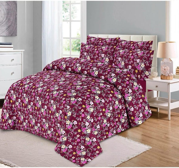 DEEP MAROON PURE COTTON BEDSHEET SET - 3PCS