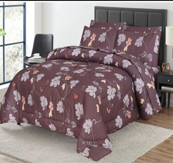 DARK BROWN PURE COTTON BEDSHEET SET - 3PCS