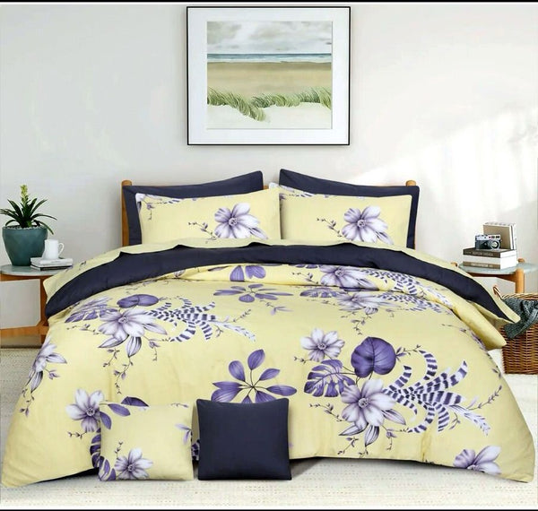 LIGHT YELLOW PURE COTTON BEDSHEET SET - 3PCS