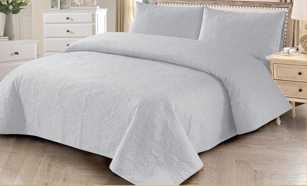 LIGHT GRAY BEDSPREAD SET - 3PCS
