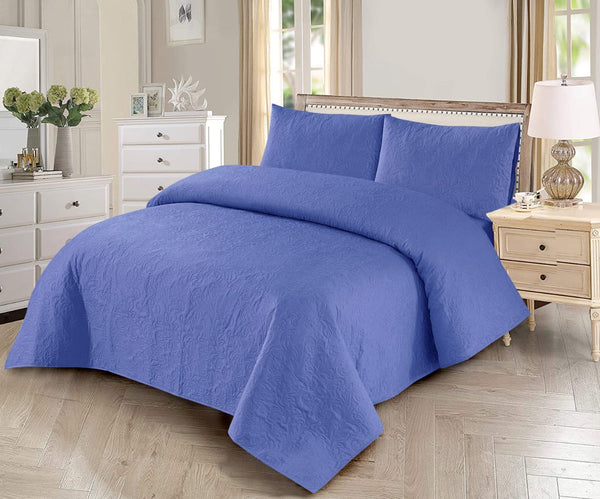 BLUE BEDSPREAD SET - 3PCS
