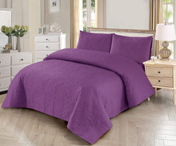 PURPLE BEDSPREAD SET - 3PCS