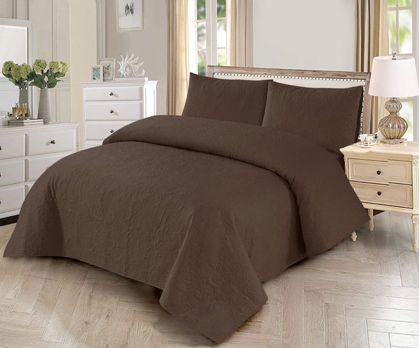 DARK BROWN BEDSPREAD SET - 3PCS
