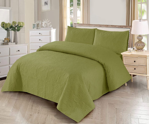 GREEN BEDSPREAD SET - 3PCS