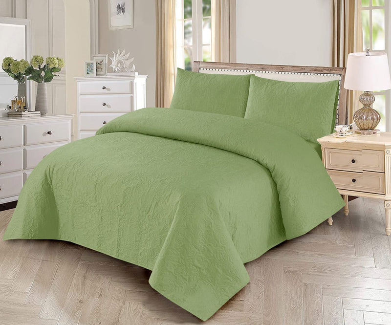 LIGHT GREEN BEDSPREAD SET - 3PCS
