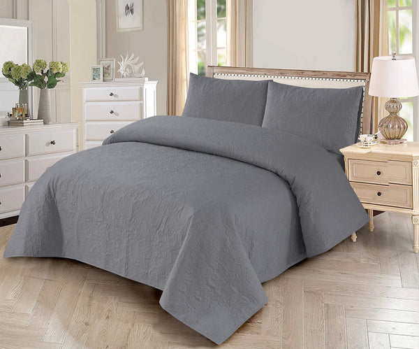 GRAY BEDSPREAD SET - 3PCS