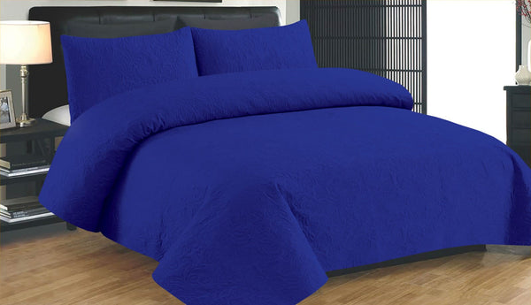 ROYAL BLUE BEDSPREAD SET - 3PCS