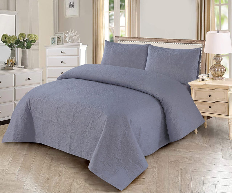 SILVER GRAY BEDSPREAD SET - 3PCS