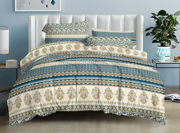 BEIGE PRINTED BEDSPREAD - 3PCS