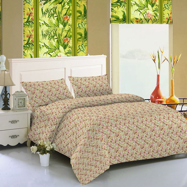 PEACH PRINTED BEDSPREAD - 3PCS