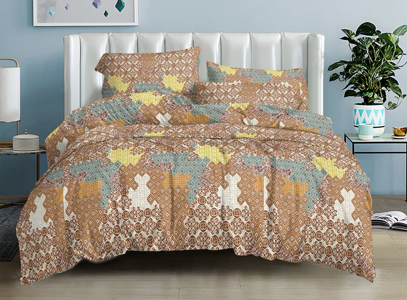 BROWN PRINTED BEDSPREAD - 3PCS