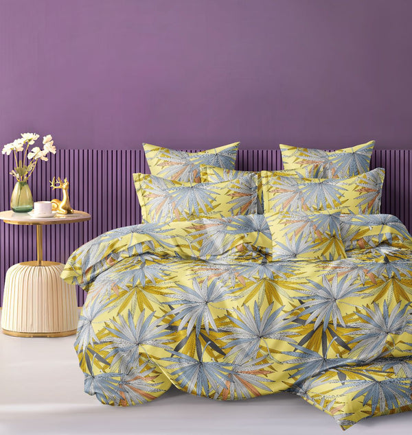 YELLOW PRINTED BEDSPREAD - 3PCS