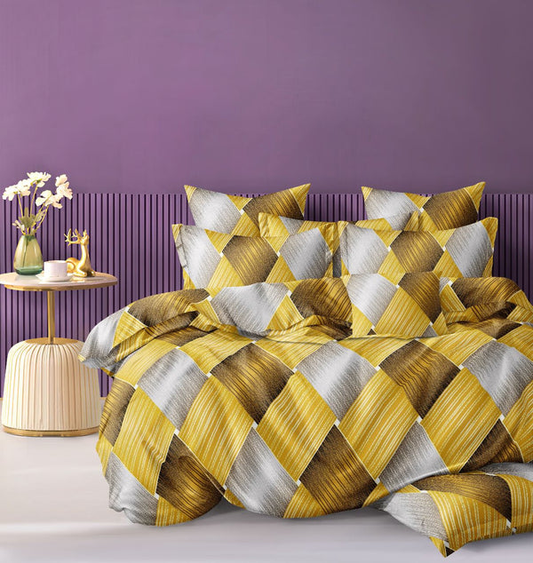 GOLDEN PRINTED BEDSPREAD - 3PCS