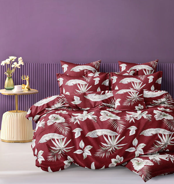 RED PRINTED BEDSPREAD - 3PCS