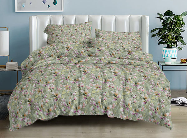 LIGHT GREEN PRINTED BEDSPREAD - 3PCS
