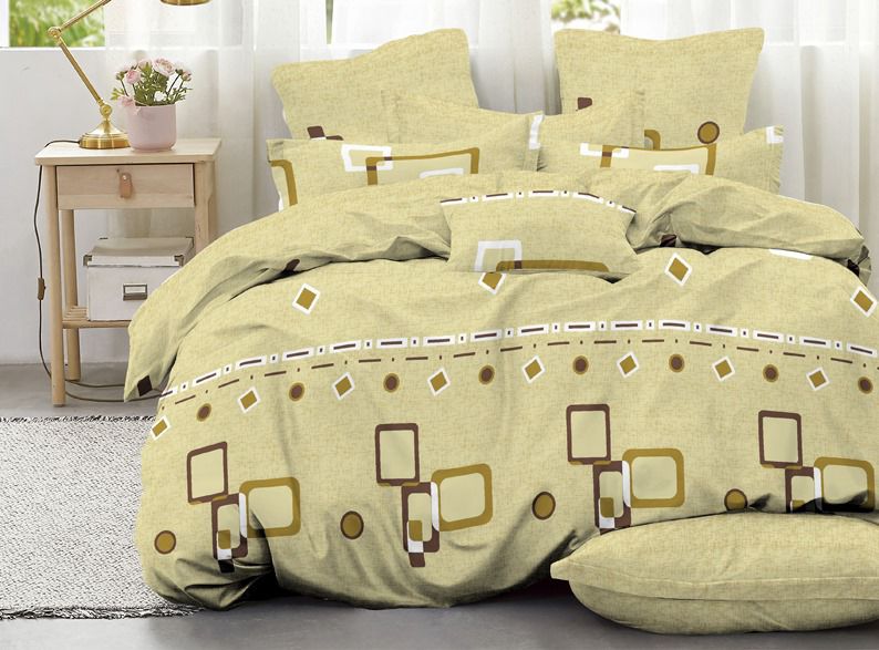LIGHT BEIGE PRINTED BEDSPREAD - 3PCS