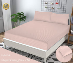 LIGHT PINK STRIPE SATIN BEDSHEET SET
