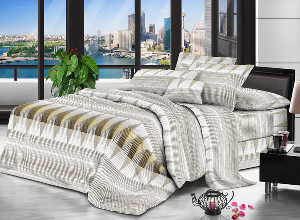 LIGHT GRAY PRINTED BEDSPREAD - 3PCS