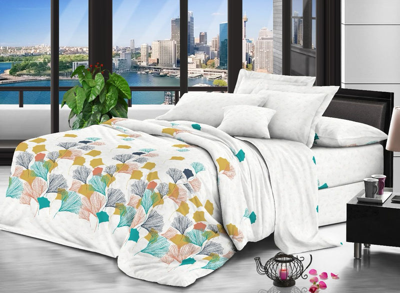 WHITE PRINTED BEDSPREAD - 3PCS