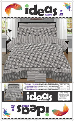 BLACK & WHITE BEDSHEET SET - 3PCS