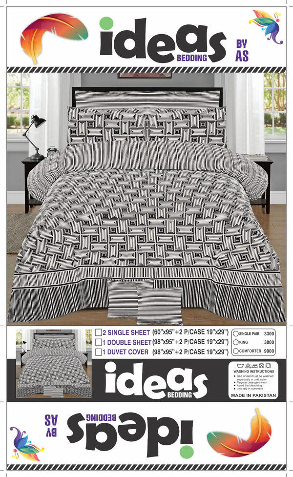 BLACK & WHITE BEDSHEET SET - 3PCS