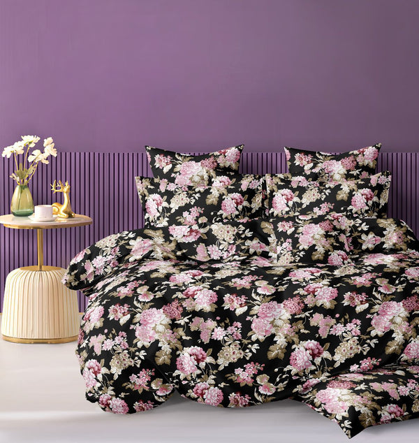 BLACK COLOR PRINTED BEDSPREAD - 3PC