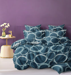 NAVY BLUE COLOR PRINTED BEDSPREAD - 3PC