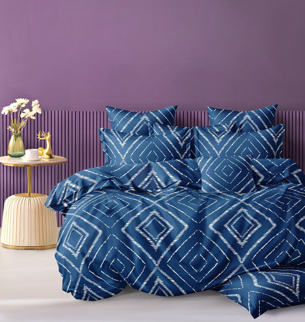 BLUE COLOR PRINTED BEDSPREAD - 3PC