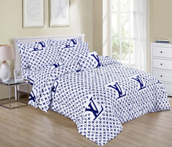 LV LOGO WHITE COLOR BRANDED BEDSHEET - 3PC