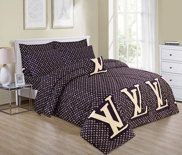 LV LOGO WHITE COLOR BRANDED BEDSHEET - 3PC