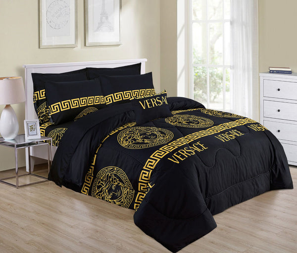 VERSACE LOGO BLACK COLOR BRANDED BEDSHEET - 3PC