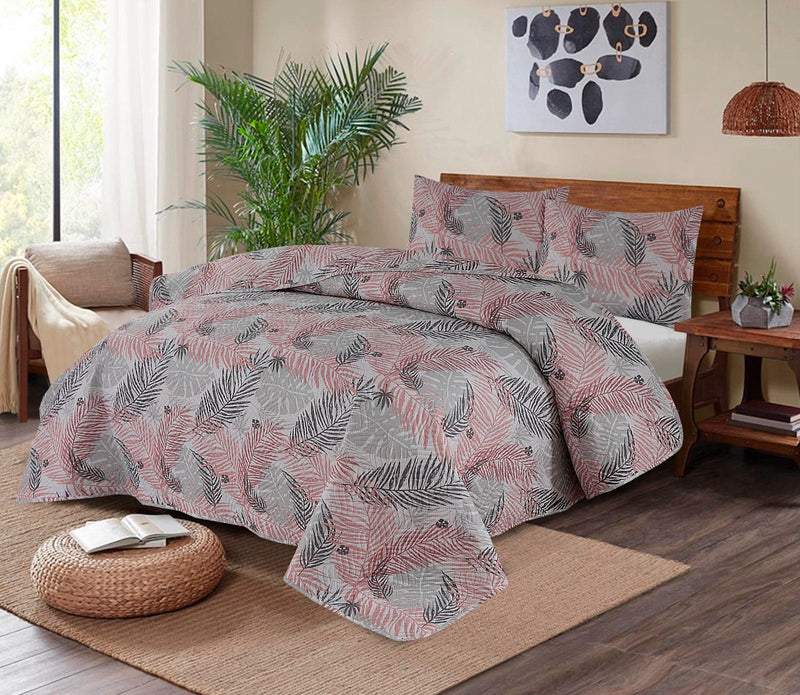 GRAY PATTERN COLOR BEDSPREAD - 3PC
