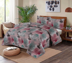 PINK PATTERN COLOR BEDSPREAD - 3PC