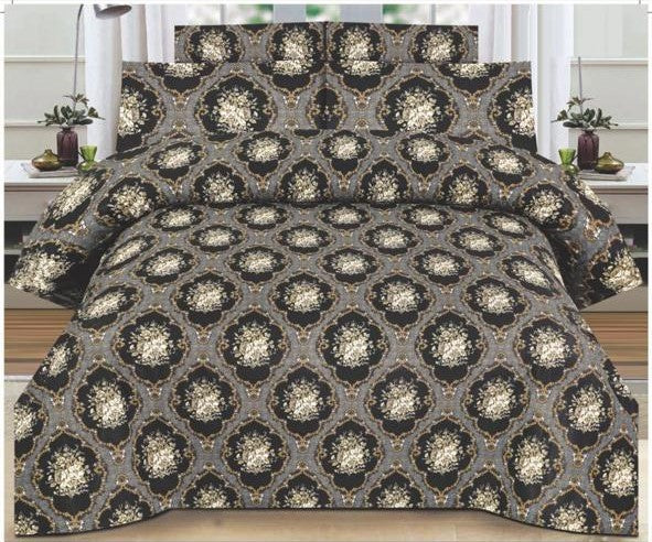 CHARCOAL GRAY COLOR PURE COTTON BEDSHEET - 3PC