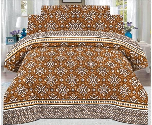 BROWN COLOR PURE COTTON BEDSHEET - 3PC