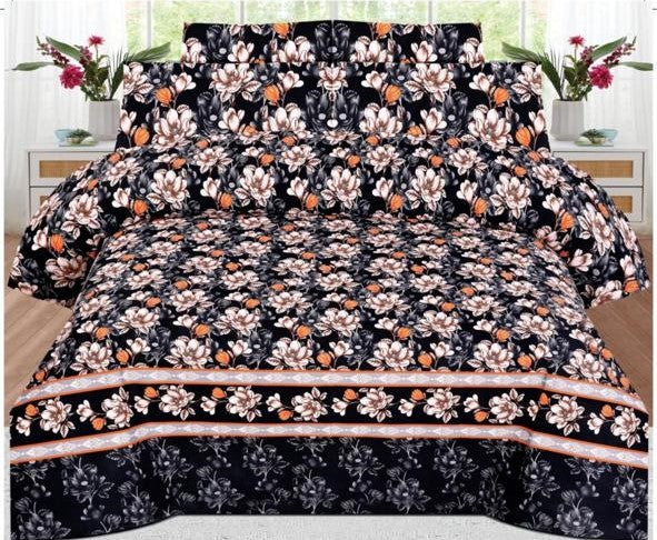 DEEP BLACK COLOR PURE COTTON BEDSHEET - 3PC