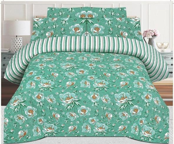 MINT GREEN COLOR PURE COTTON BEDSHEET - 3PC