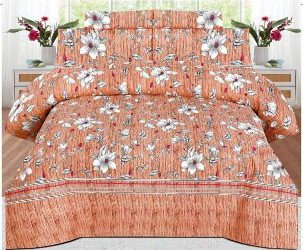 ORANGE COLOR PURE COTTON BEDSHEET - 3PC