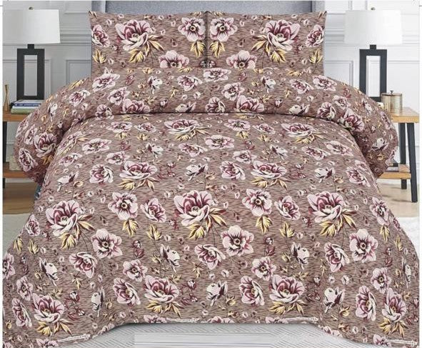 LIGHT BROWN COLOR PURE COTTON BEDSHEET - 3PC