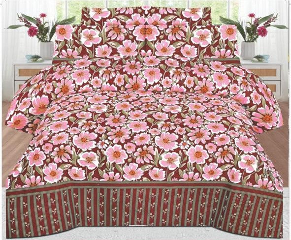 PINK COLOR PURE COTTON BEDSHEET - 3PC