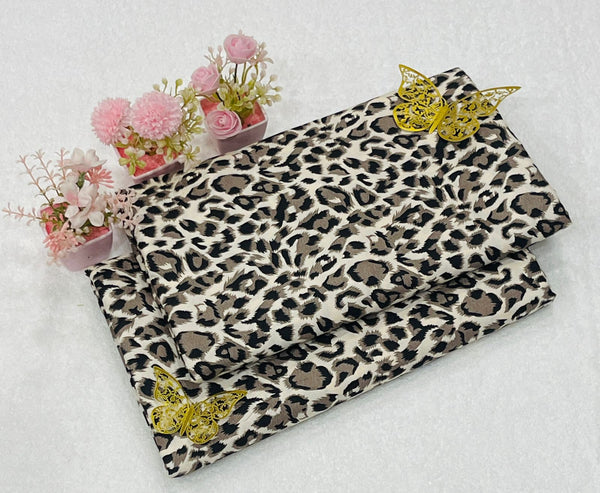LEOPARD PRINT PATTERN LINEN SUIT - 2PC