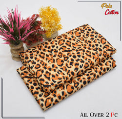 LEOPARD PRINT PATTERN LINEN SUIT - 2PC